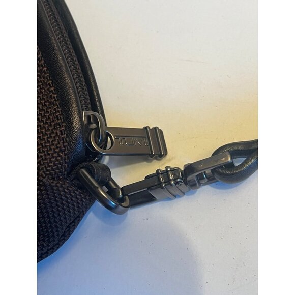 Y2K TUMI Nylon Mini Bag Brown Leather Trim Convertible Clutch Minimalist Neutral - Picture 5 of 7